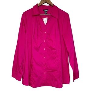 Lane Bryant Pink Button Front Blouse Cotton Blend Top Womens Size 24
